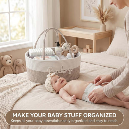 WeaveDeco Baby Diaper Caddy Organizer Cotton Rope