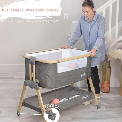 BaeBae Goods 3 In 1 Baby Bassinet With Wheels And Adjustable Height (photo 4)
