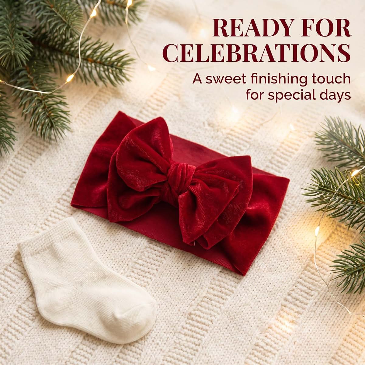 BabyOneStop Red Velvet Bow Headbands for Newborns, Infants, and Toddlers