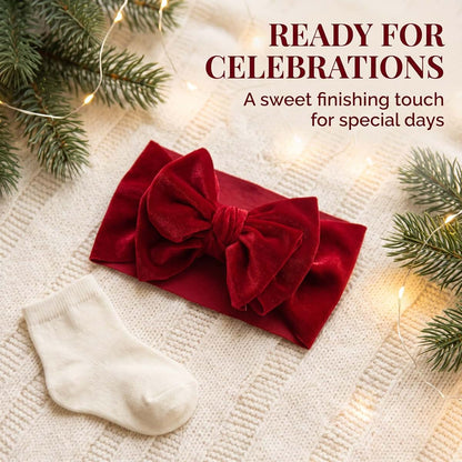 BabyOneStop Red Velvet Bow Headbands for Newborns, Infants, and Toddlers