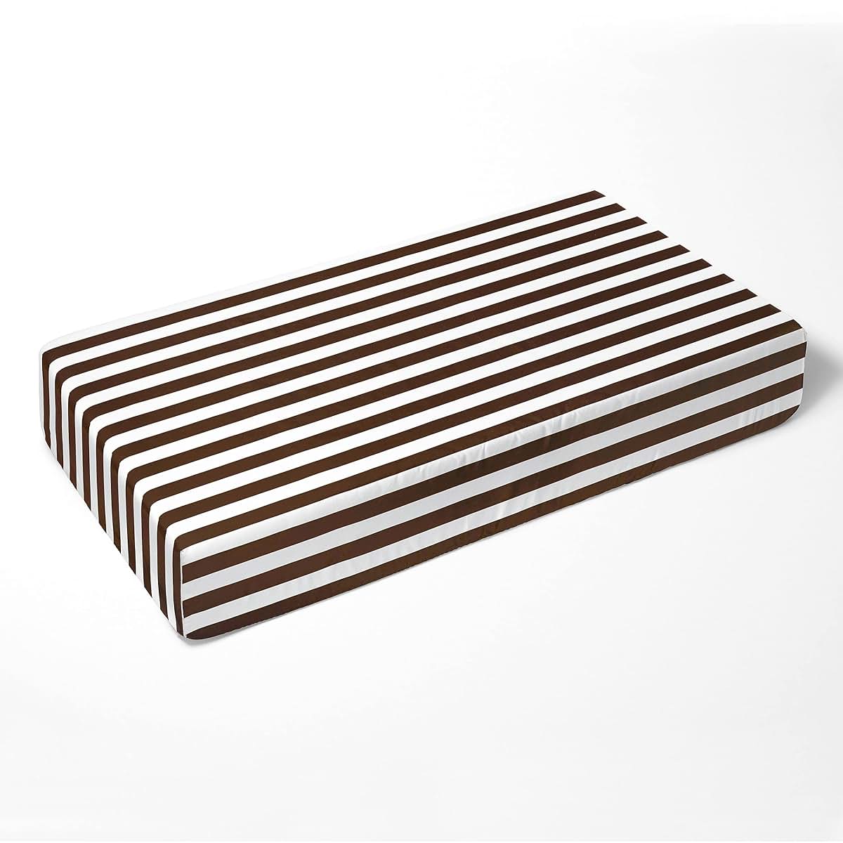 Bacati - Stripes White/Chocolate Percale Crib Fitted Sheet (photo 3)