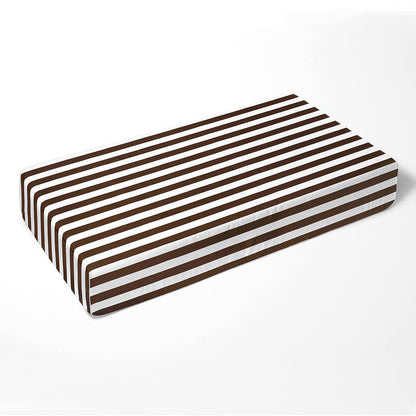 Bacati - Stripes White/Chocolate Percale Crib Fitted Sheet (photo 3)