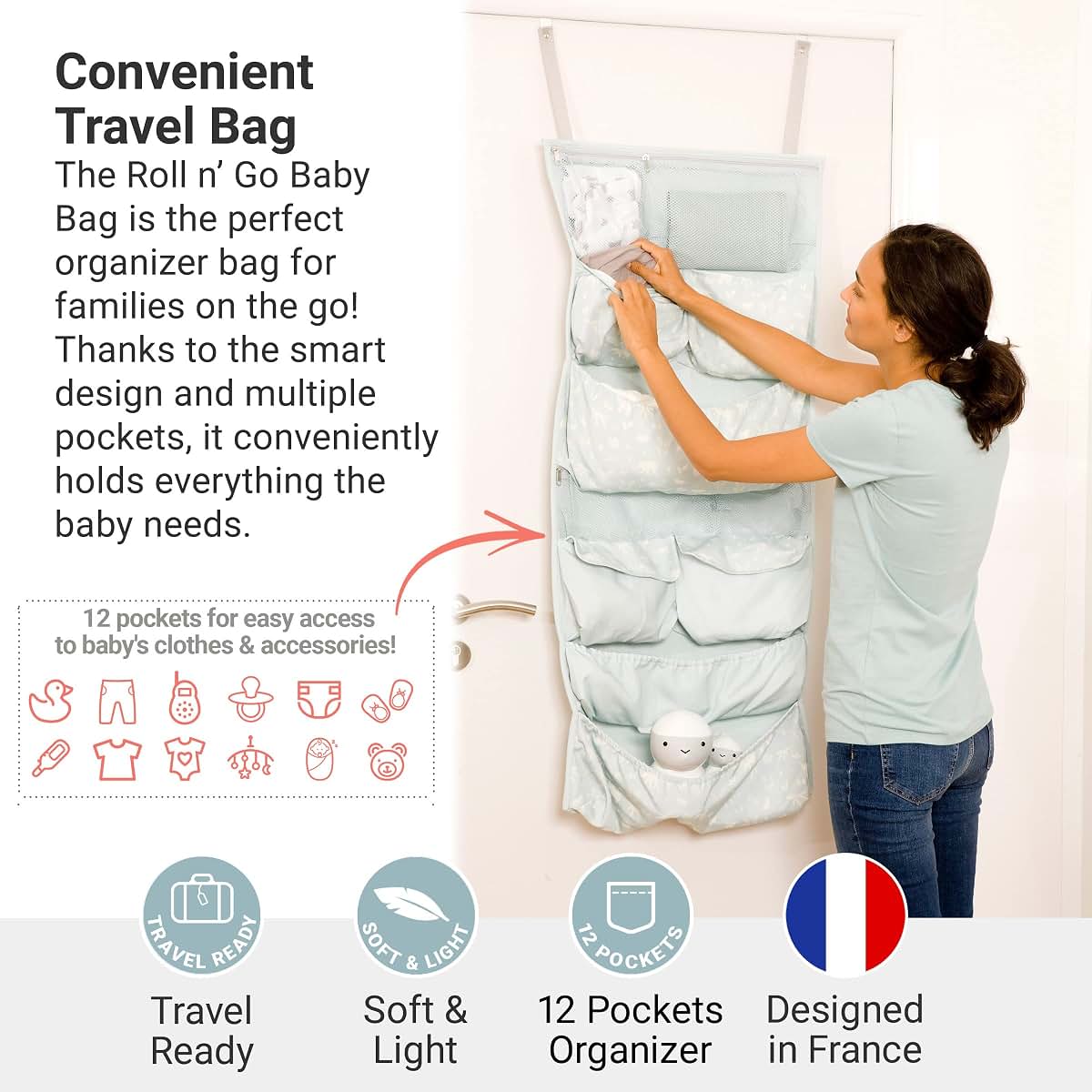 BabyToLove Roll n' Go Organizer Bag | Compact Diaper Bag with Storage Compartments | Travel Organizer for Baby (photo 2)