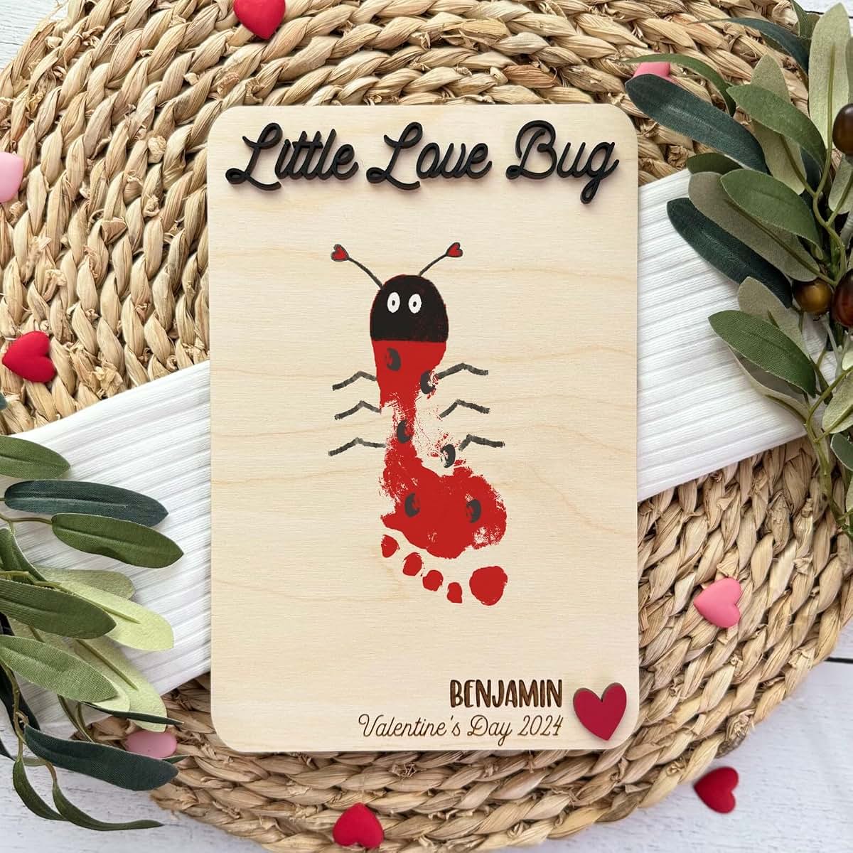 BabyOneStop Personalized Baby Footprint Valentine's Day Keepsake Sign