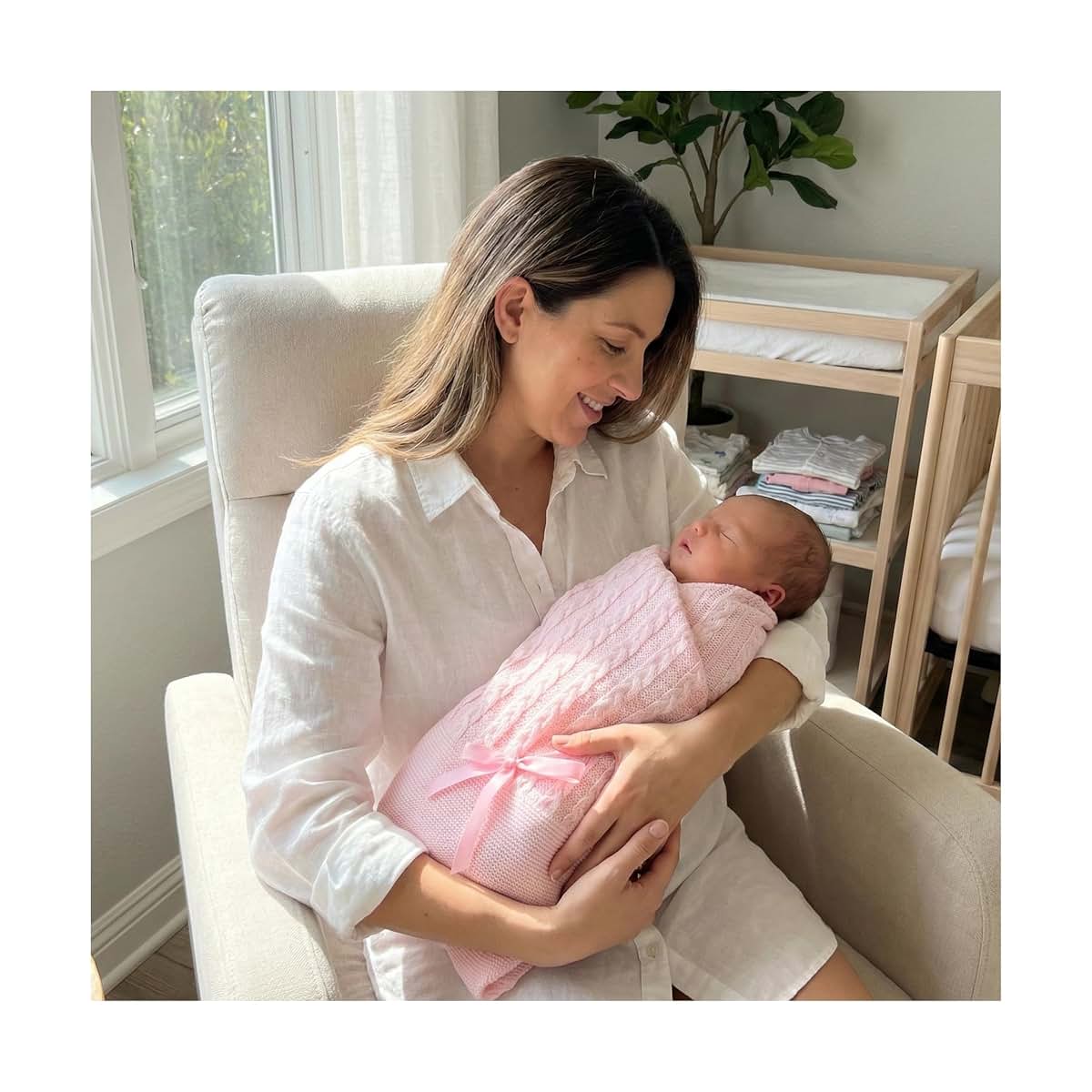 Creaciones Huerta Soft Knitted Receiving Baby Blanket for Boys and Girls Crib Nursery Swaddle Shower Gift - Made in