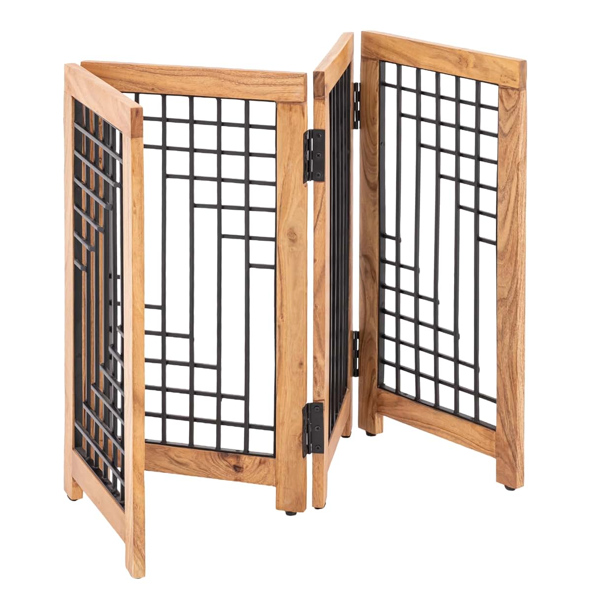 Albany Living 4-Panel Wooden Pet Gate With Metal Mesh (photo 4)