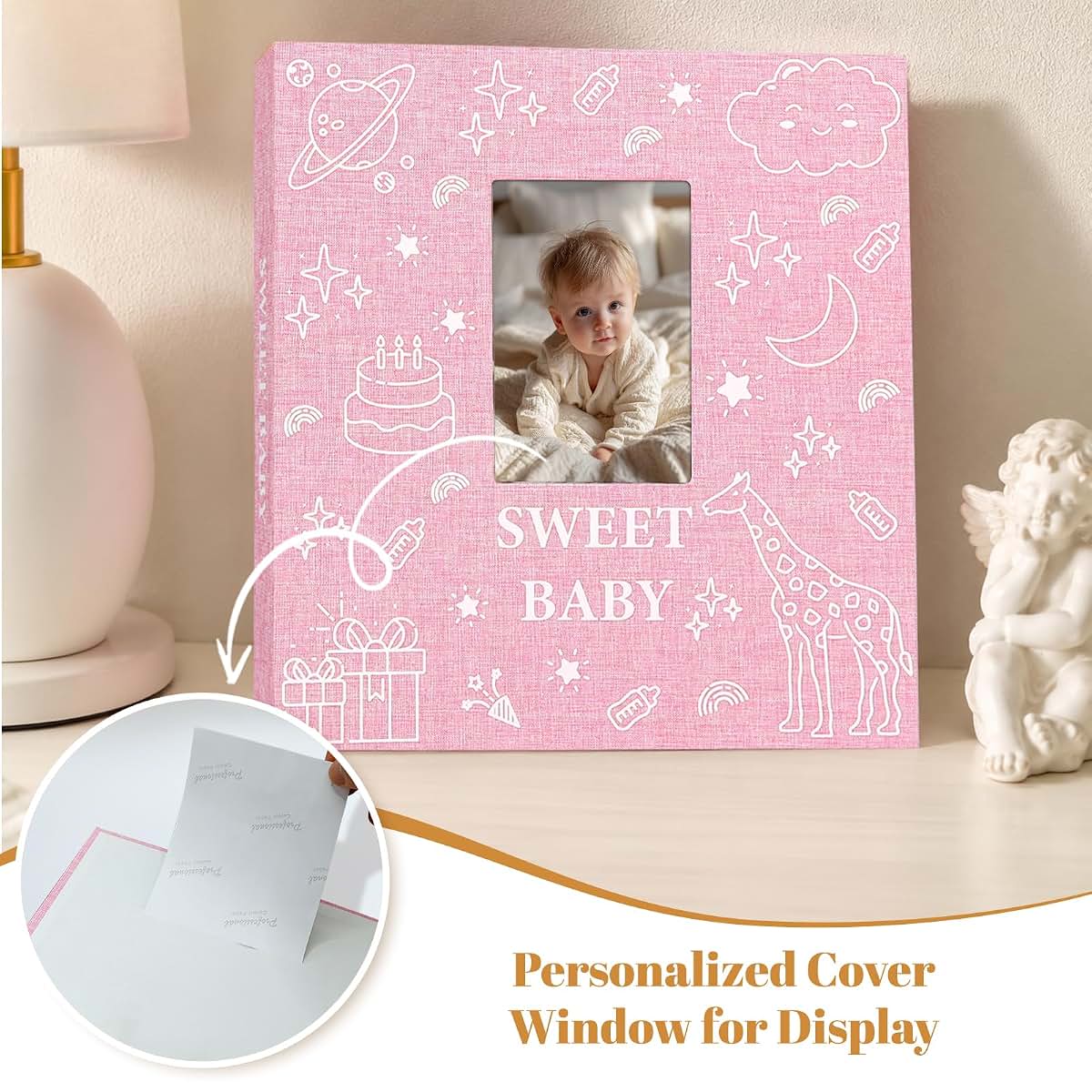 Early Minds Baby Photo Album 600 Pockets Linen Memory Book