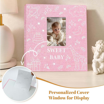 Early Minds Baby Photo Album 600 Pockets Linen Memory Book