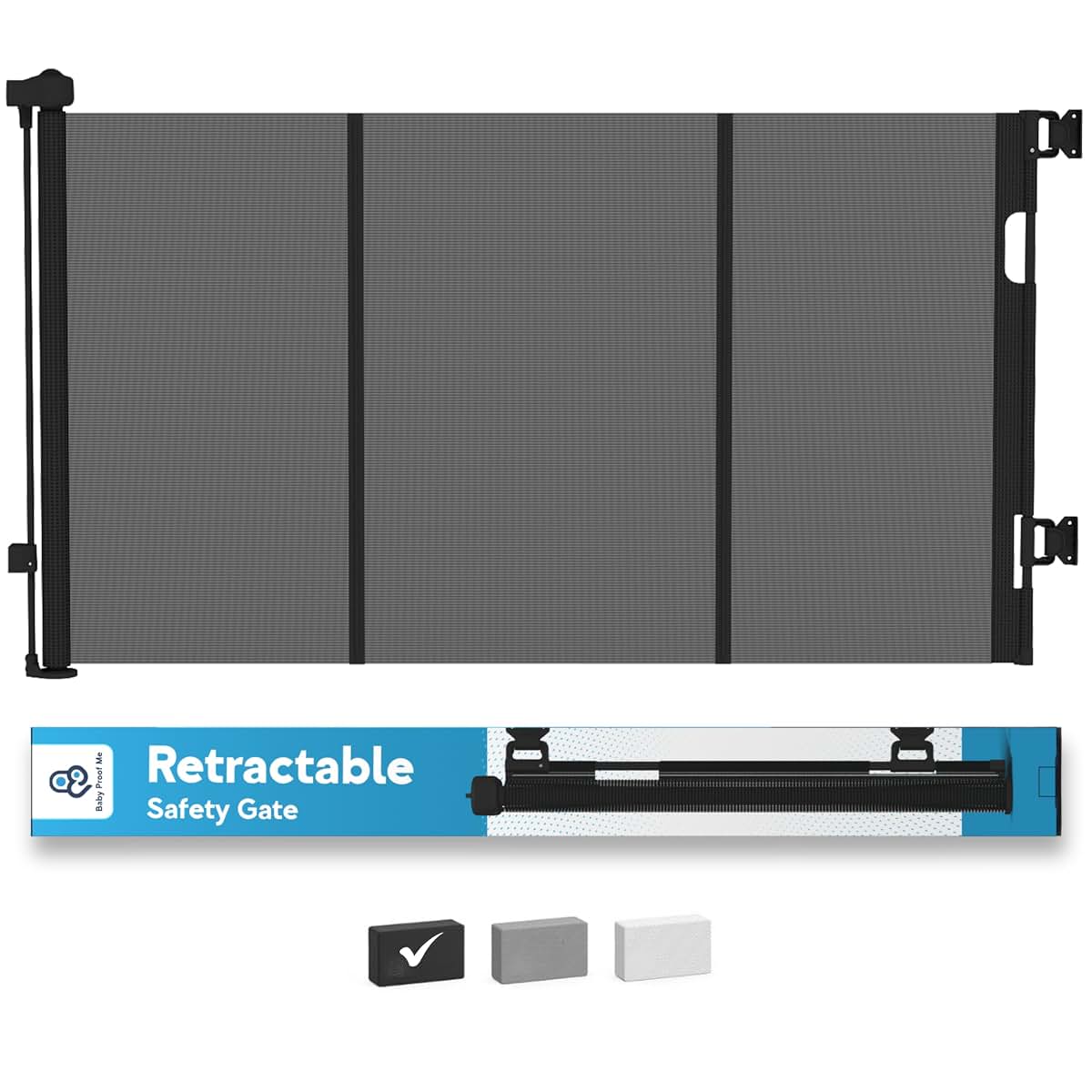 Retractable Mesh Gate for Stairs & Doorways - Black Pet/Child Barrier