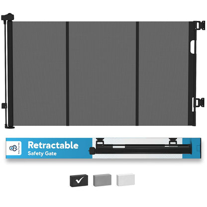 Retractable Mesh Gate for Stairs & Doorways - Black Pet/Child Barrier