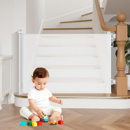 Libodun Retractable Baby Gate, 55 Inch Wide Mesh Gate