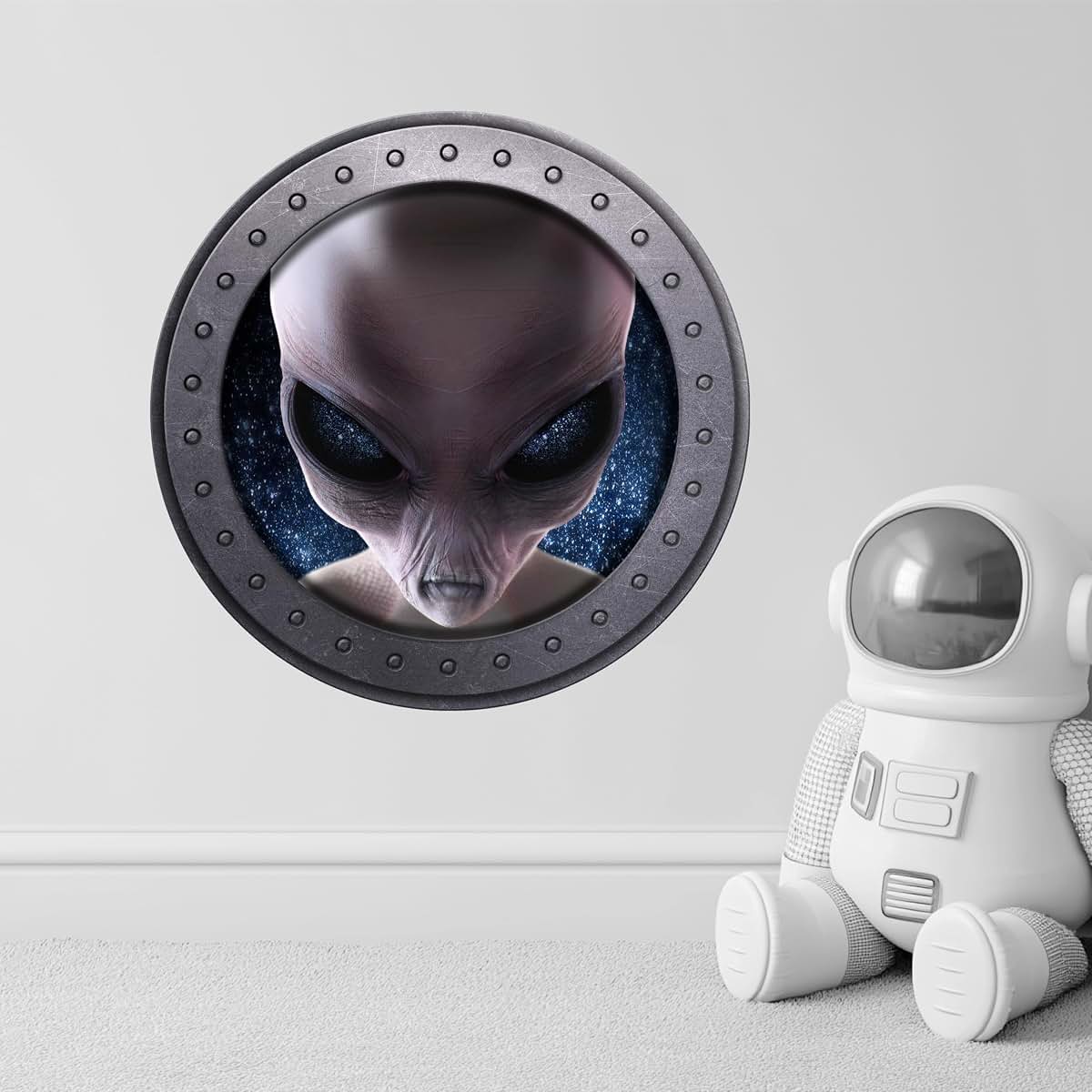 Stickit Graphix Grey Alien Wall Decal Space Porthole Window Sticker