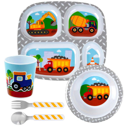 Bentology 5-Piece Construction Theme Mealtime Set for Kids