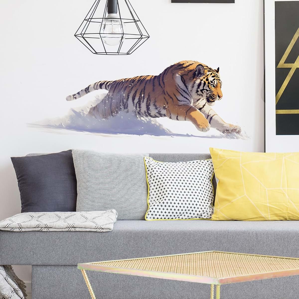 RoyoLam Jumping Tiger Wall Decal | Removable Vinyl Jungle Theme Wall Art