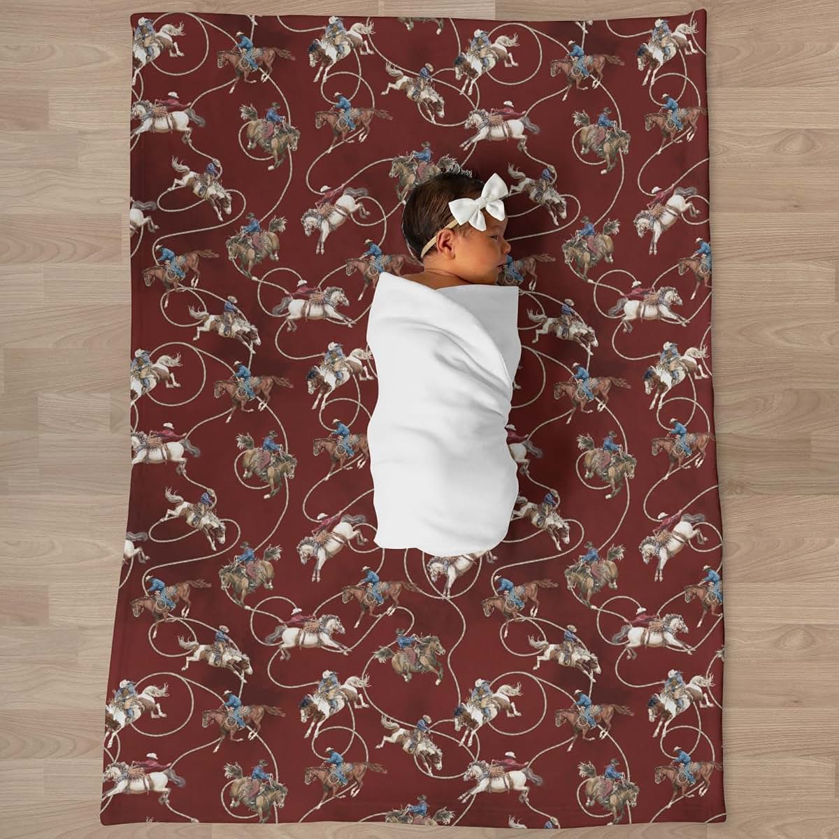 Selgkds Vintage Cowboy Life Baby Blankets for Girls Boys Country Western Cowboys Horse Infants Toddler Crib Stroller (photo 3)