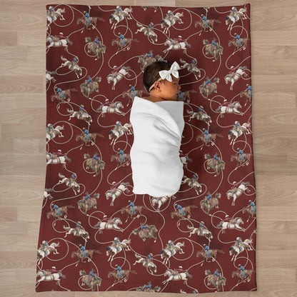 Selgkds Vintage Cowboy Life Baby Blankets for Girls Boys Country Western Cowboys Horse Infants Toddler Crib Stroller (photo 3)