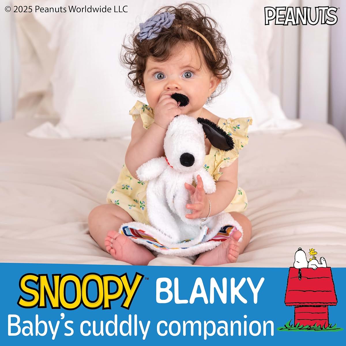 Kids Preferred Peanuts Snoopy Baby Blanket - Ultra Soft, Striped Details, Snoopy Lovey, Satin Accents, Ages 0 Months