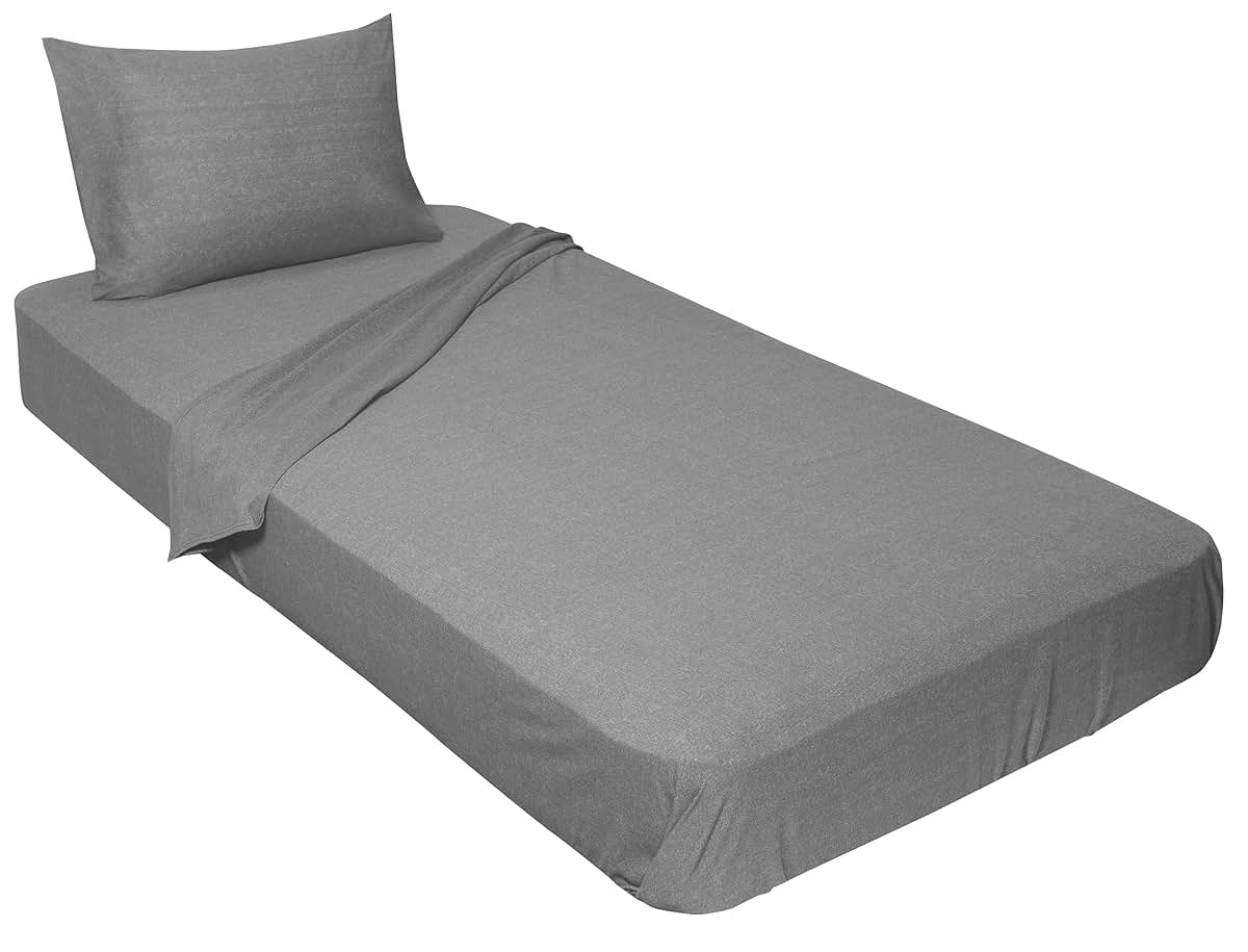 Gilbins 100% Cotton Jersey Knit Cot Sheet Set Heather Grey