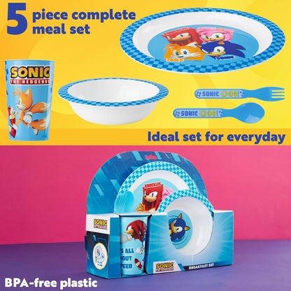 Get Trend Sonic The Hedgehog 5 Piece Kids Dinnerware Set