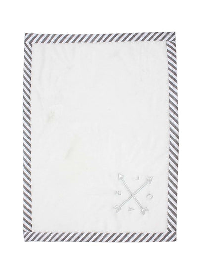 Bacati Love Unisex Arrows Embroidered Plush Blanket, Silver/Grey