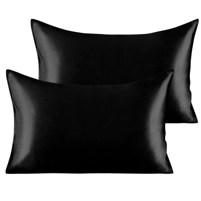 organictune Silk Satin Toddler Pillowcases 2-Pack Black