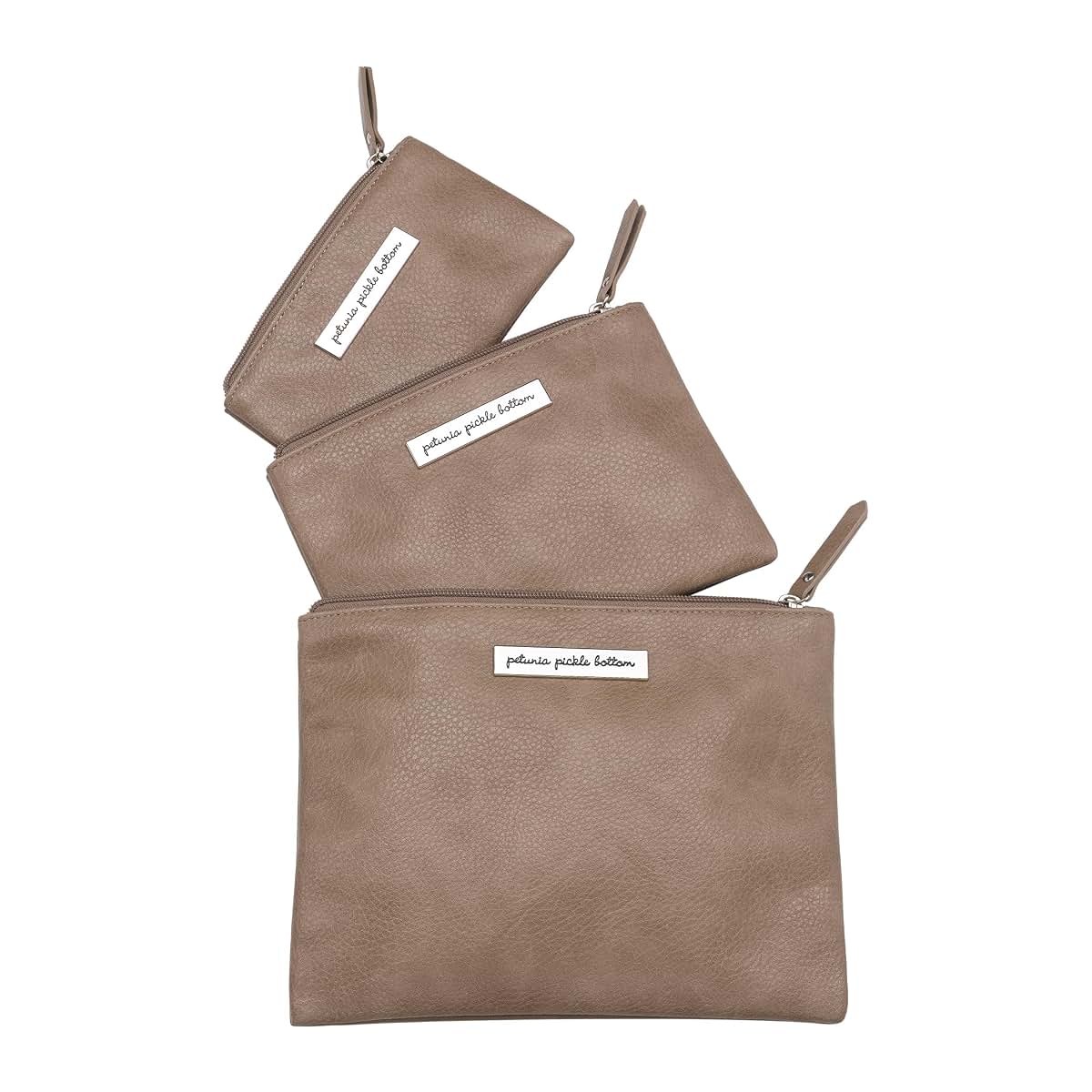 Petunia Pickle Bottom Organizer Trio Zip-Close Pouches 3 Sizes For Diaper Bag Stroller Travel Mink