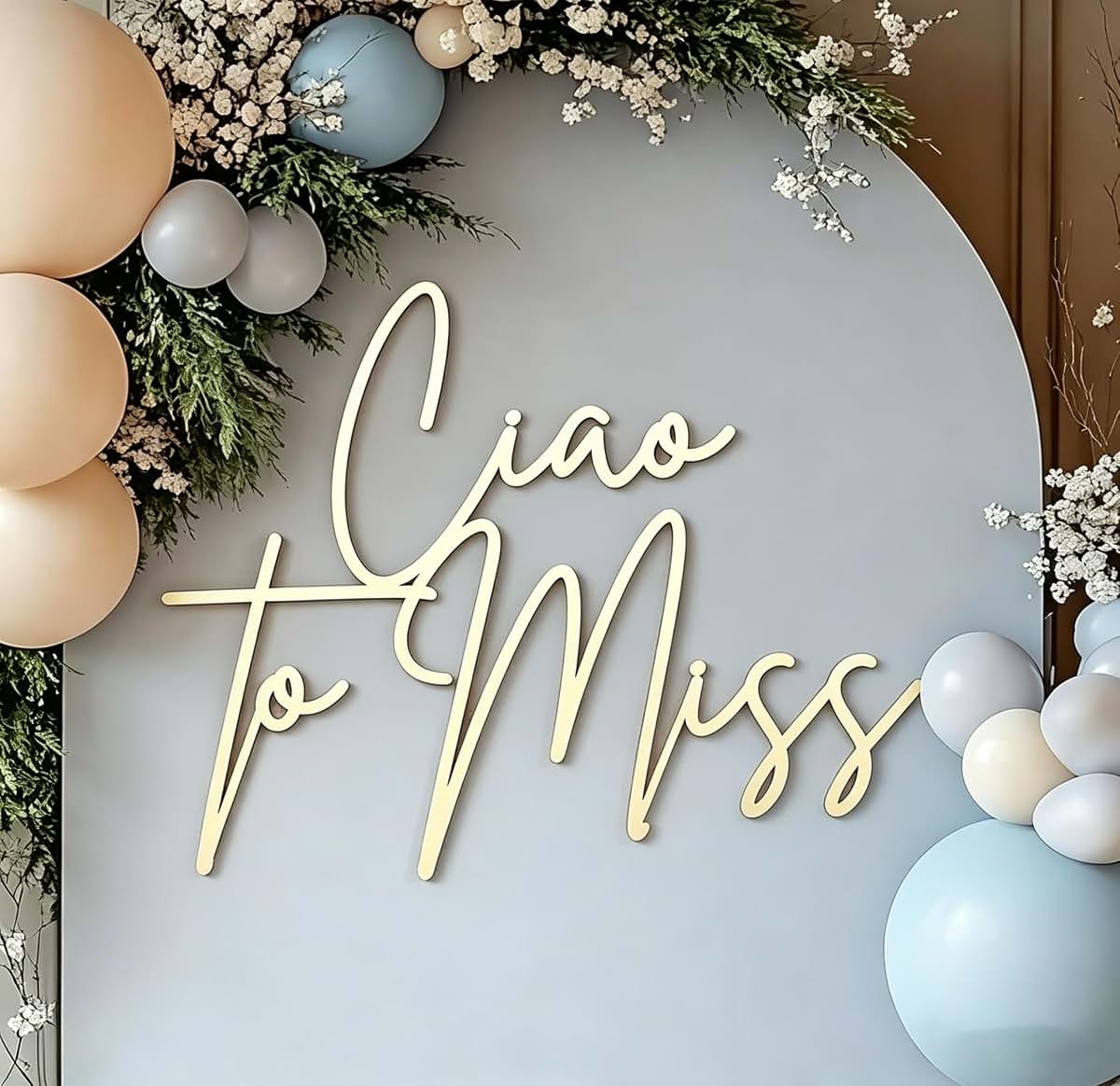 QWTOWFM Ciao to Miss Wooden Sign for Baby Shower Backdrop