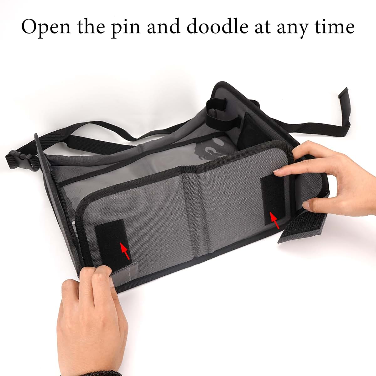 ReignSword Portable Car Seat Tray for Travel, Foldable Drawing Board with Pockets