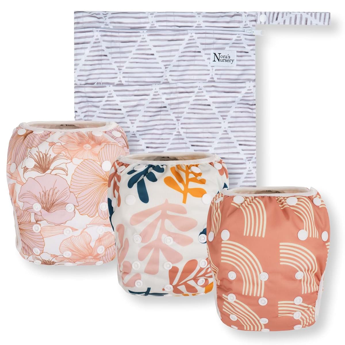 Nora's Swim Diapers with Wet Bag - Reusable Adjustable Pool Bottoms