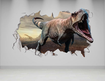 AdesiivoStudio 3D Dinosaur Attack Wall Decal Smashed Wall Decor (photo 2)