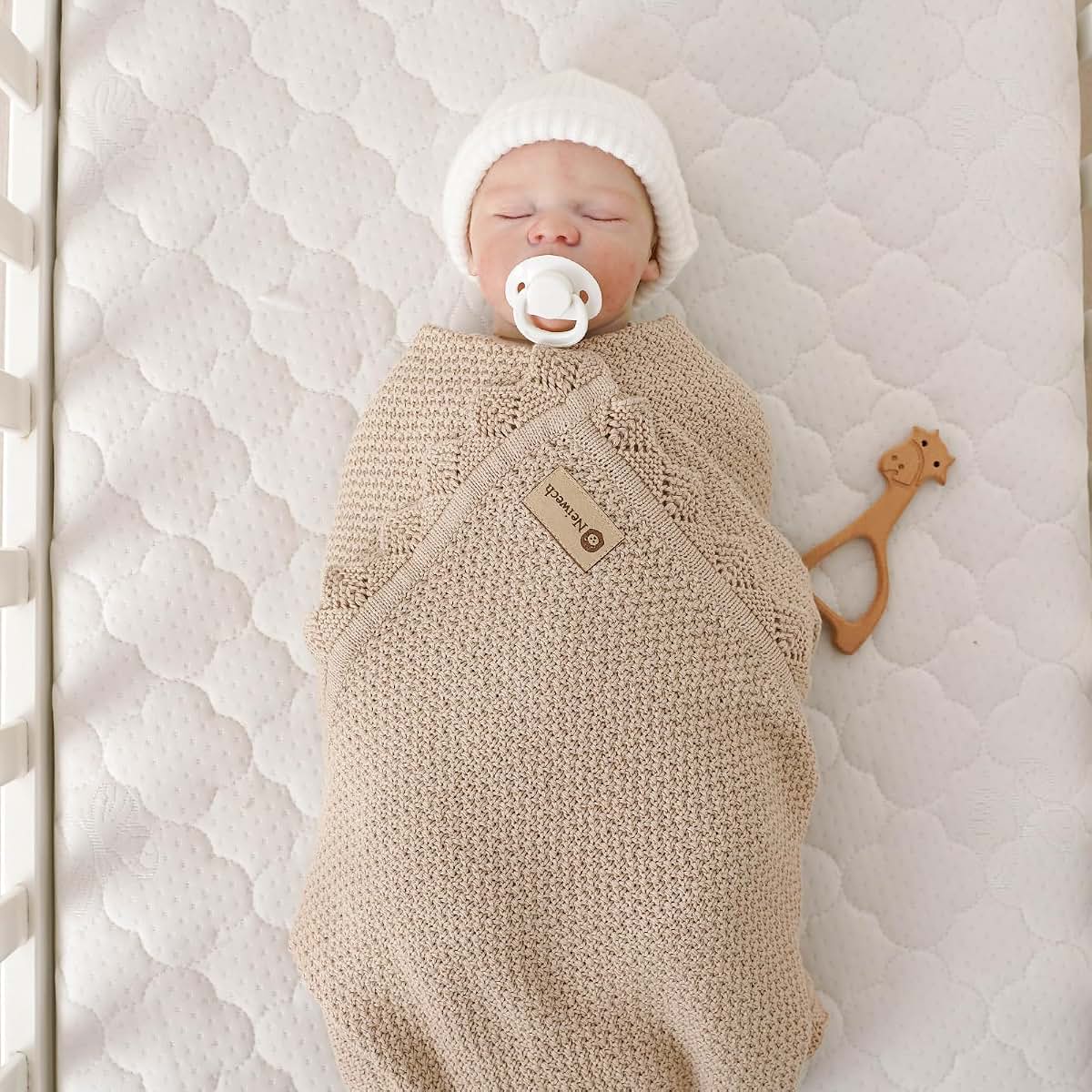 Neiwech Organic Cotton Baby Blanket Knit Soft Swaddle 30x40 Inch