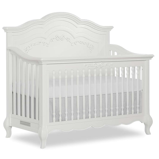 Evolur Aurora 5-in-1 Convertible Full Size Baby Crib, Frost White