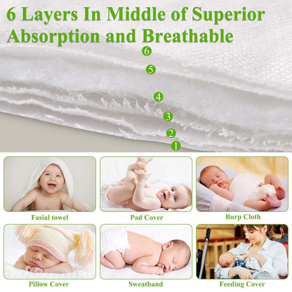 Fasoar 6-Ply Cotton Prefold Cloth Diapers For Infants And Toddlers