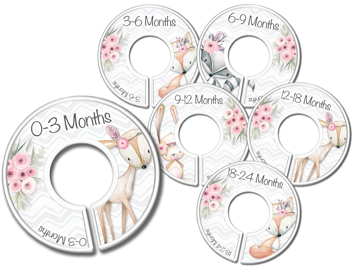 CarrieDee Handcrafted Woodland Baby Closet Dividers, Set of 6