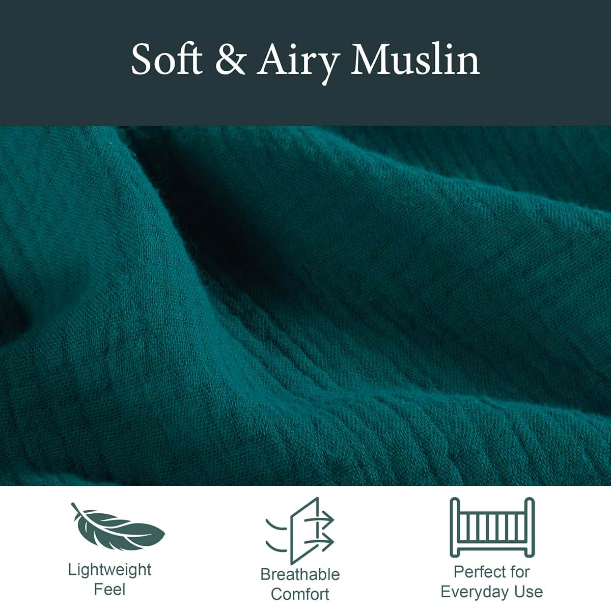 Ababy Custom Size Baby Fitted Sheet in Deep Teal Muslin Cotton