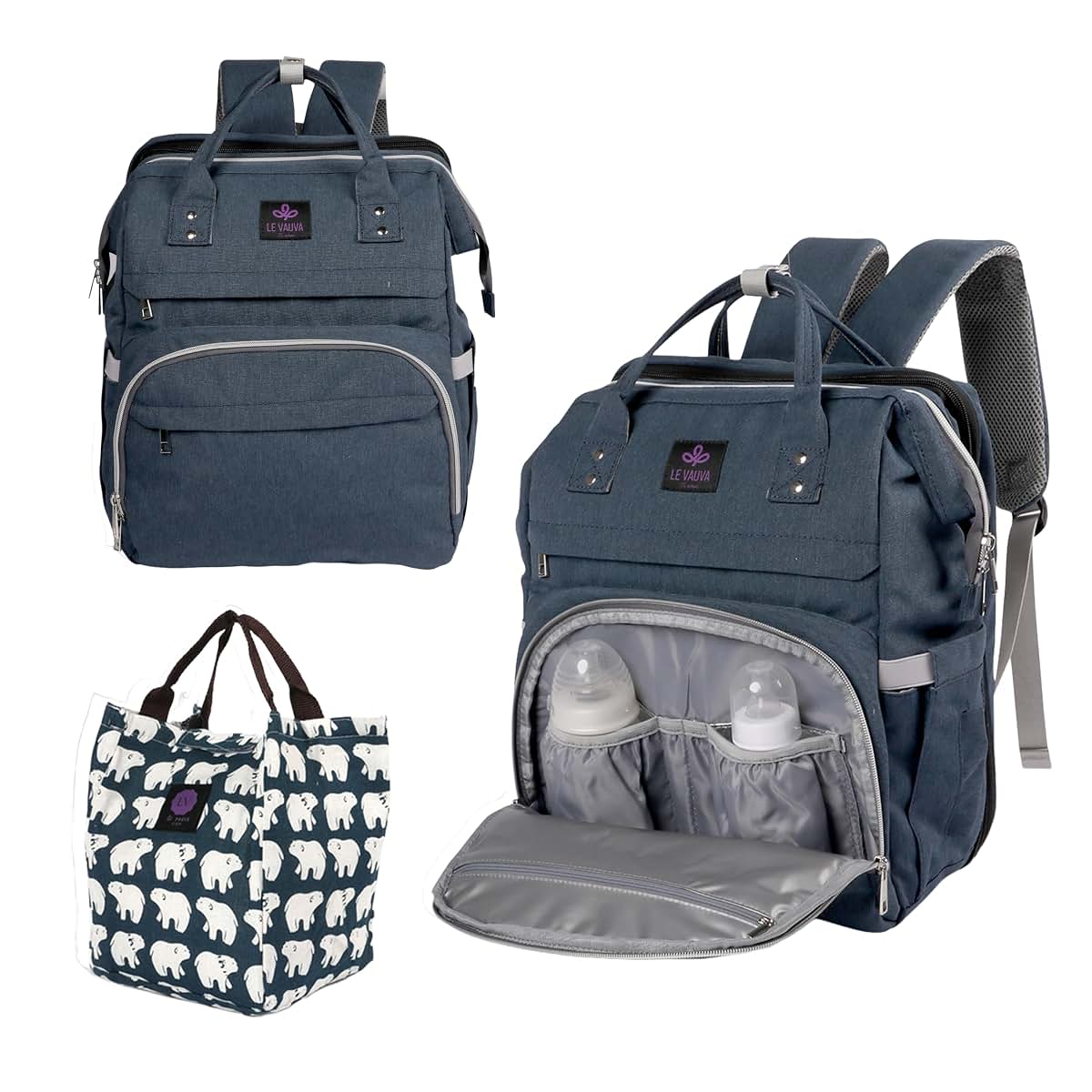 Halo Hug Durable & Stylish Diaper Bag with Free Insulated Bag - Perfect Baby Shower Gifts for Moms, Dads & Family