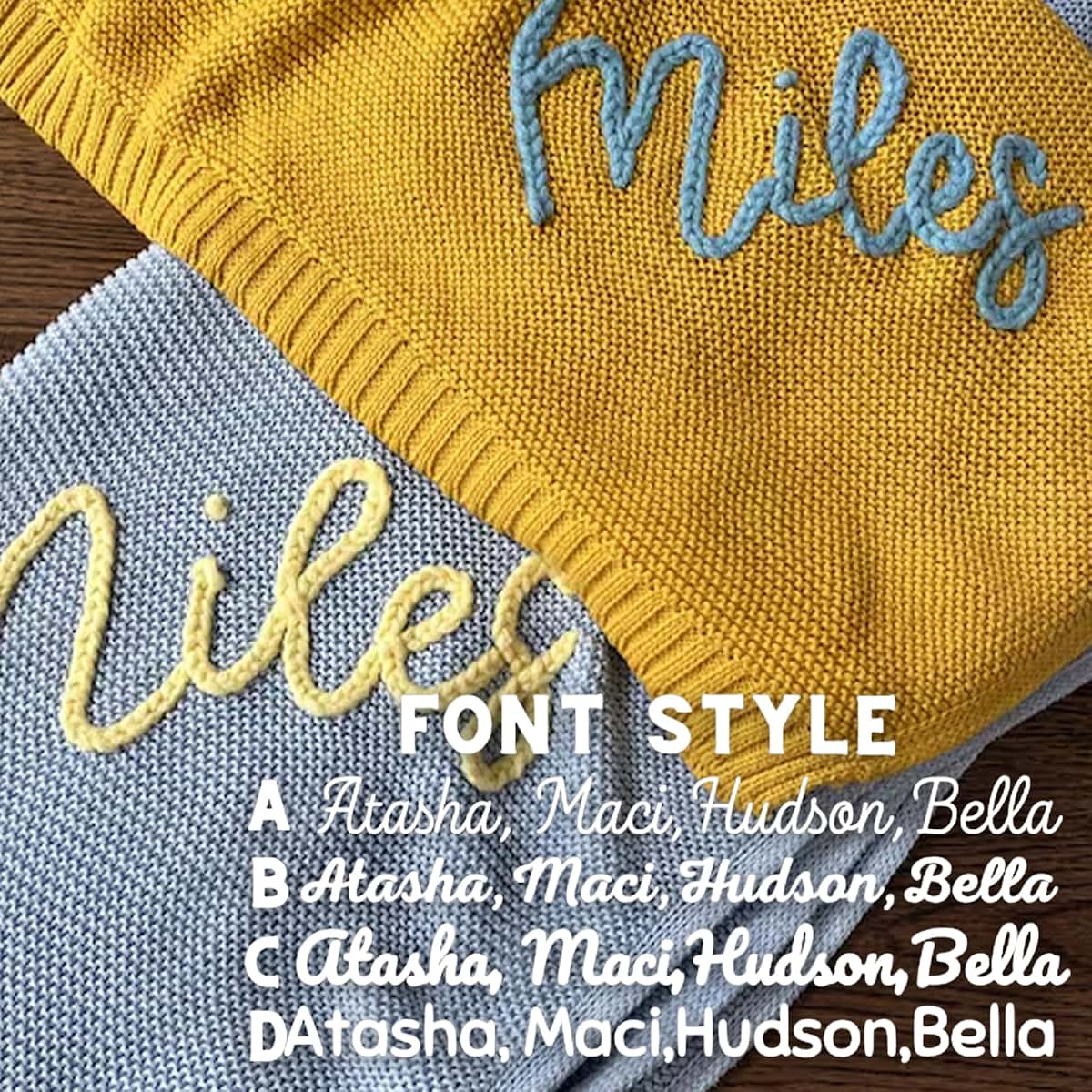 BabyOneStop Personalized Hand Embroidered Knit Baby Blanket