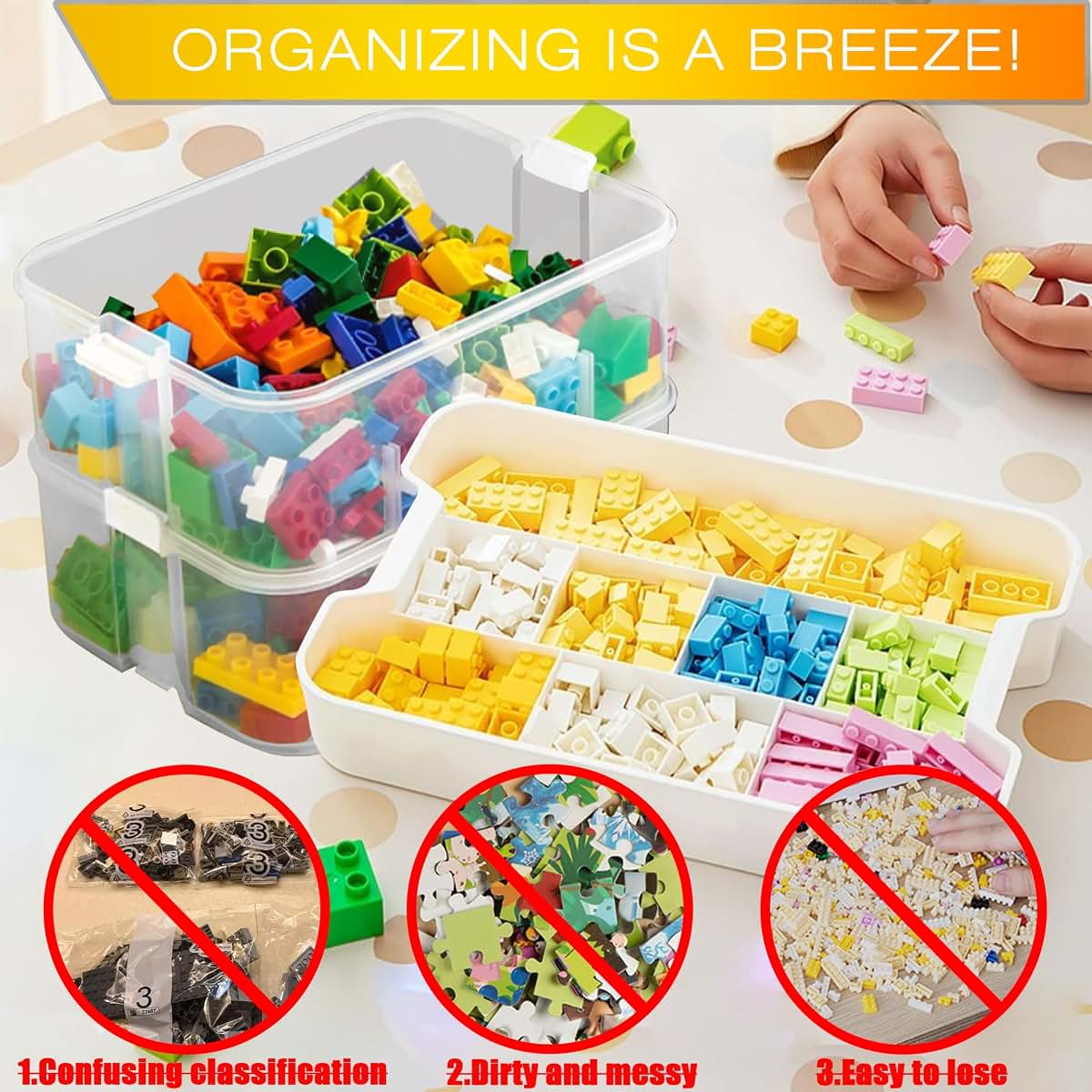 Kids Toy Storage Organizer With Baseplate Lids