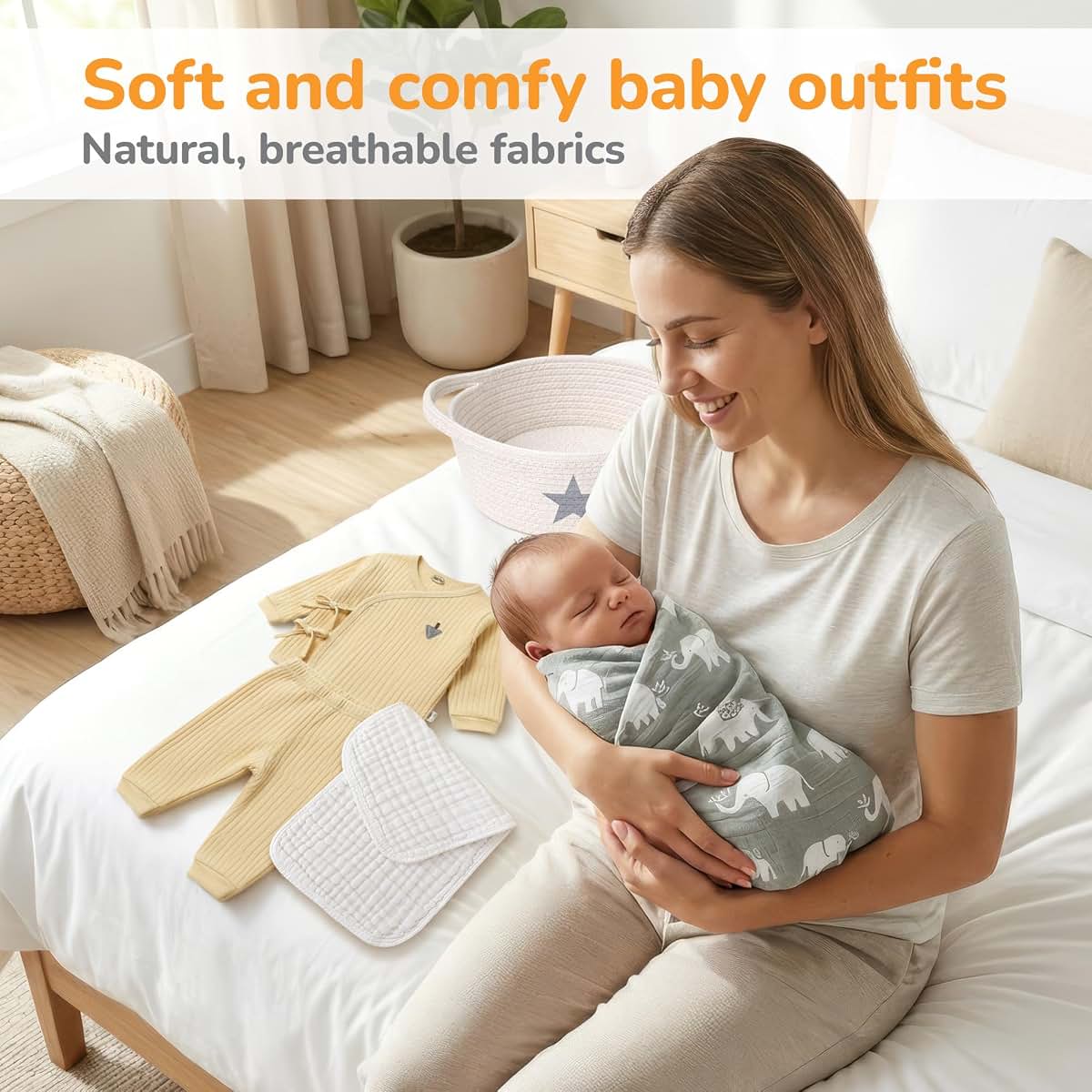 Beyond The Box Elephant Newborn Baby Gift Basket Set in Grey and White (photo 3)