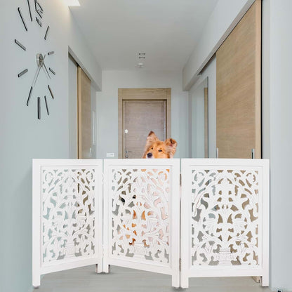 Homebia Designs Wooden Pet Gate - Foldable 3 Panel Dog Barrier
