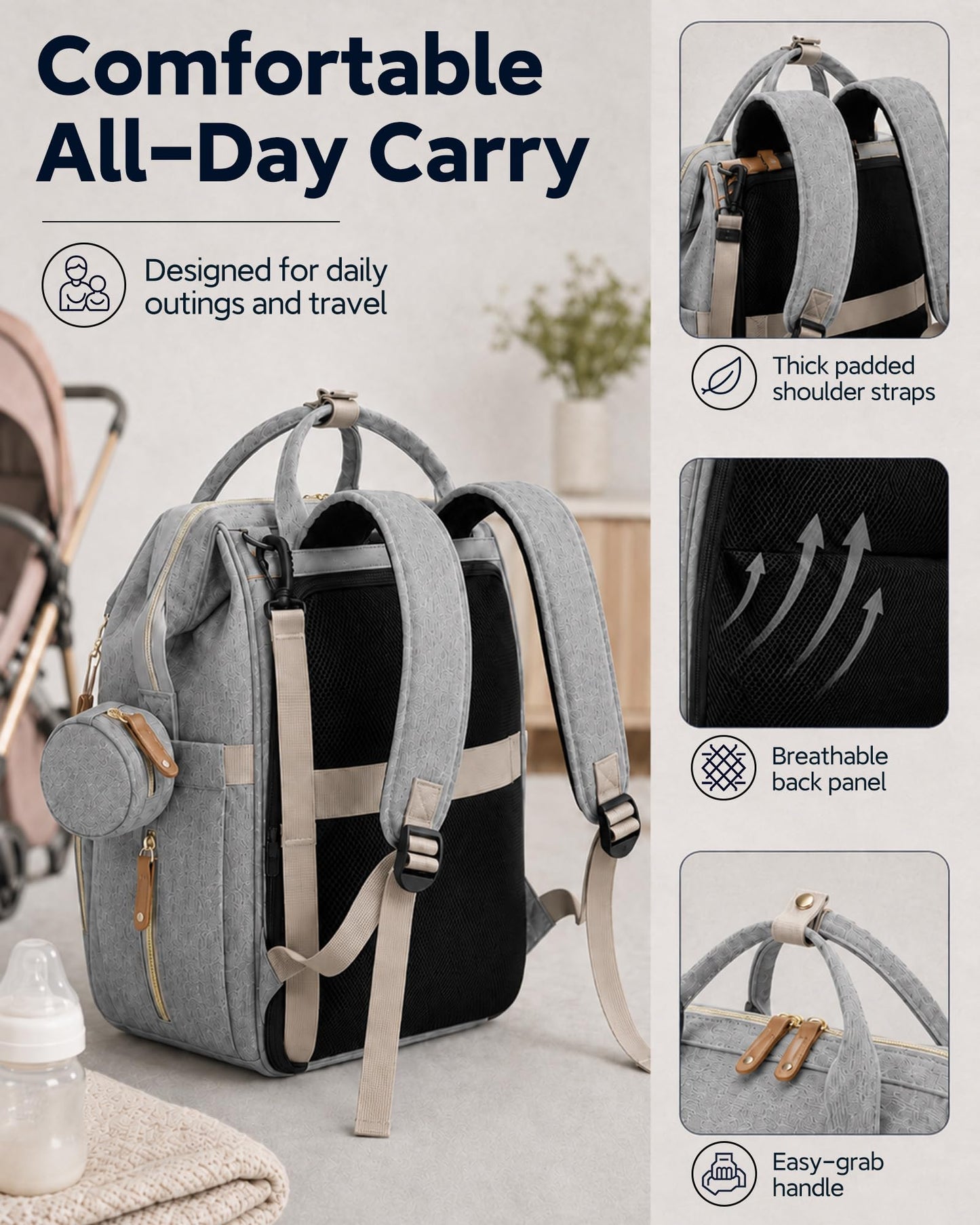 Houscly Diaper Bag Backpack with Changing Station