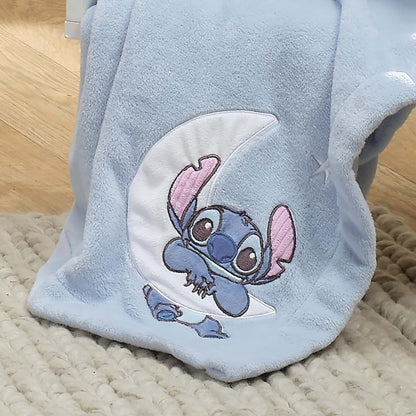 Disney Stitch Blue Fleece Appliqued Baby Blanket