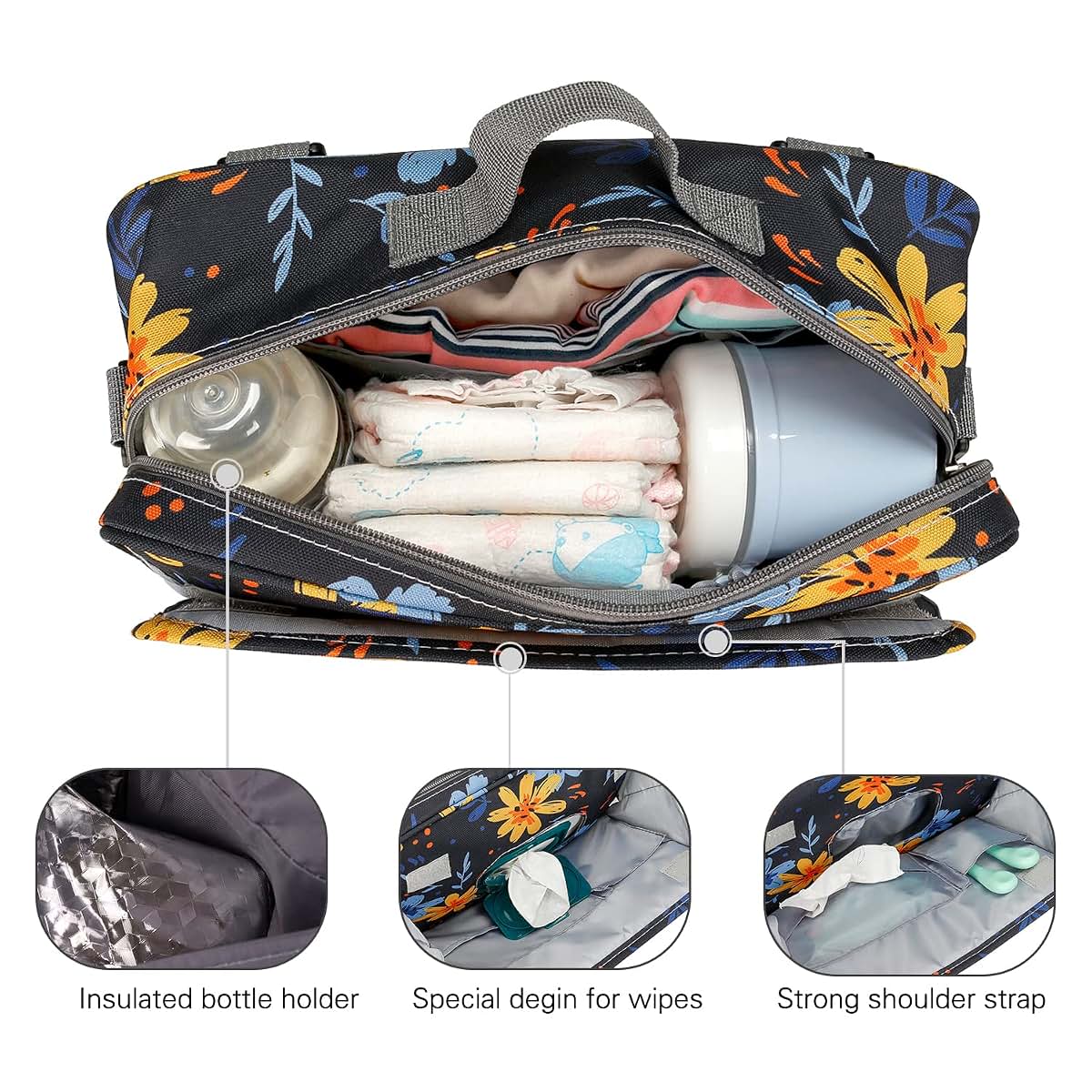 Momigo Baby Diaper Bag Stroller Organizer With Snack Cooler