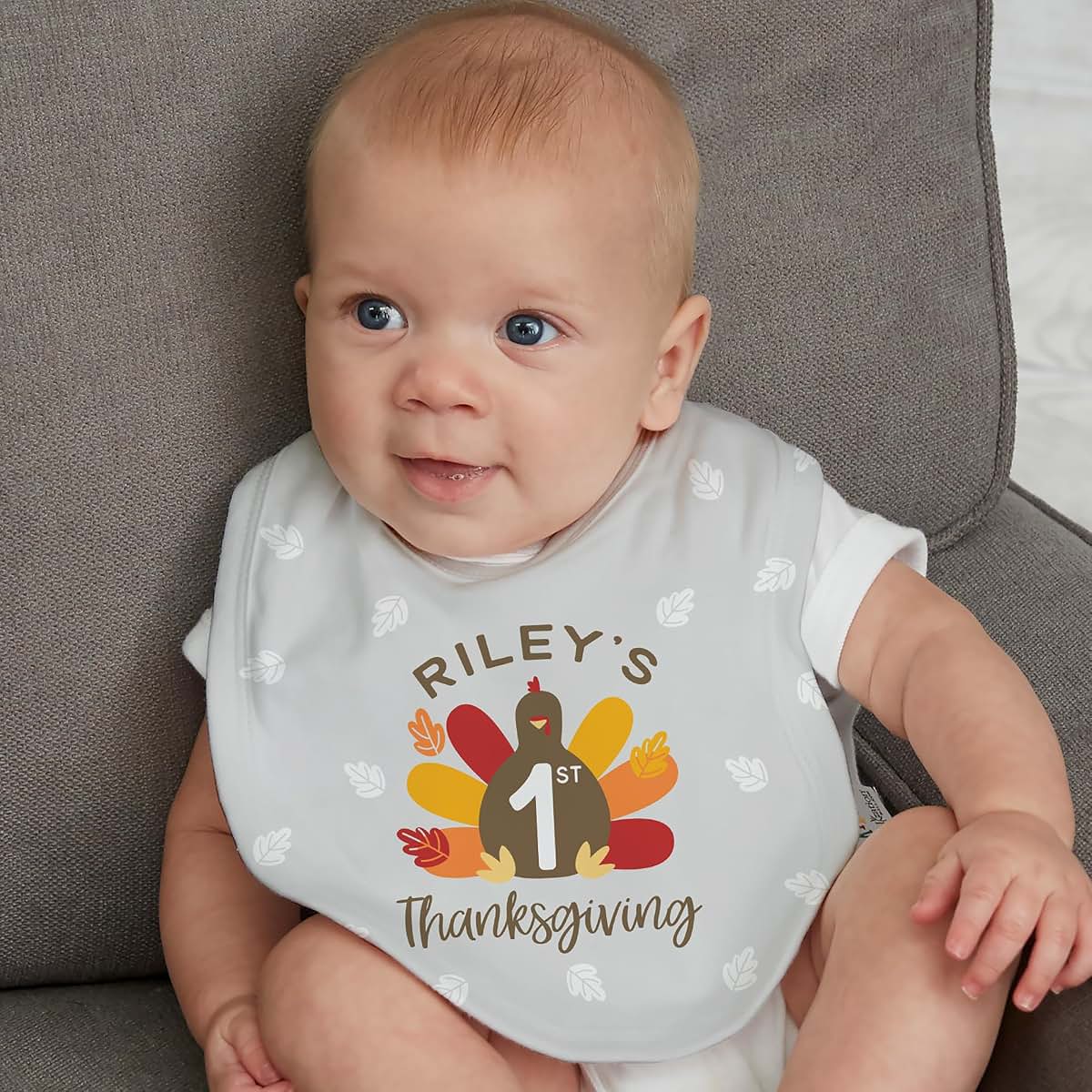 Personalization Universe First Thanksgiving Personalized Baby Bib (photo 3)