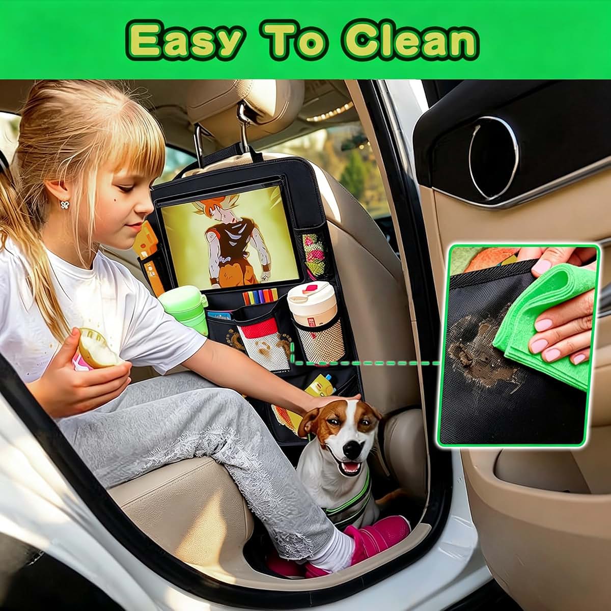 Arikit Car Back Seat Organizer And Kick Mat With Tablet Holder, 2 Pack
