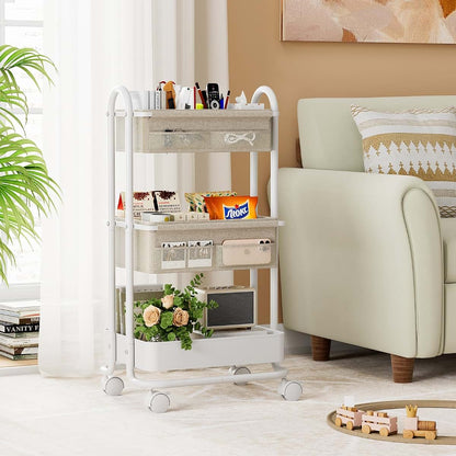 Modanais Baby Diaper Caddy Organizer Cart - 3 Tier Rolling Cart, Off White (photo 4)