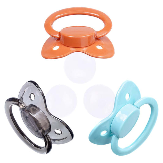 J&Or The Classic Original Adult Sized Pacifier Dummy - Three Color Pack Caramel Brown | Aqua Blue | Transparent Black