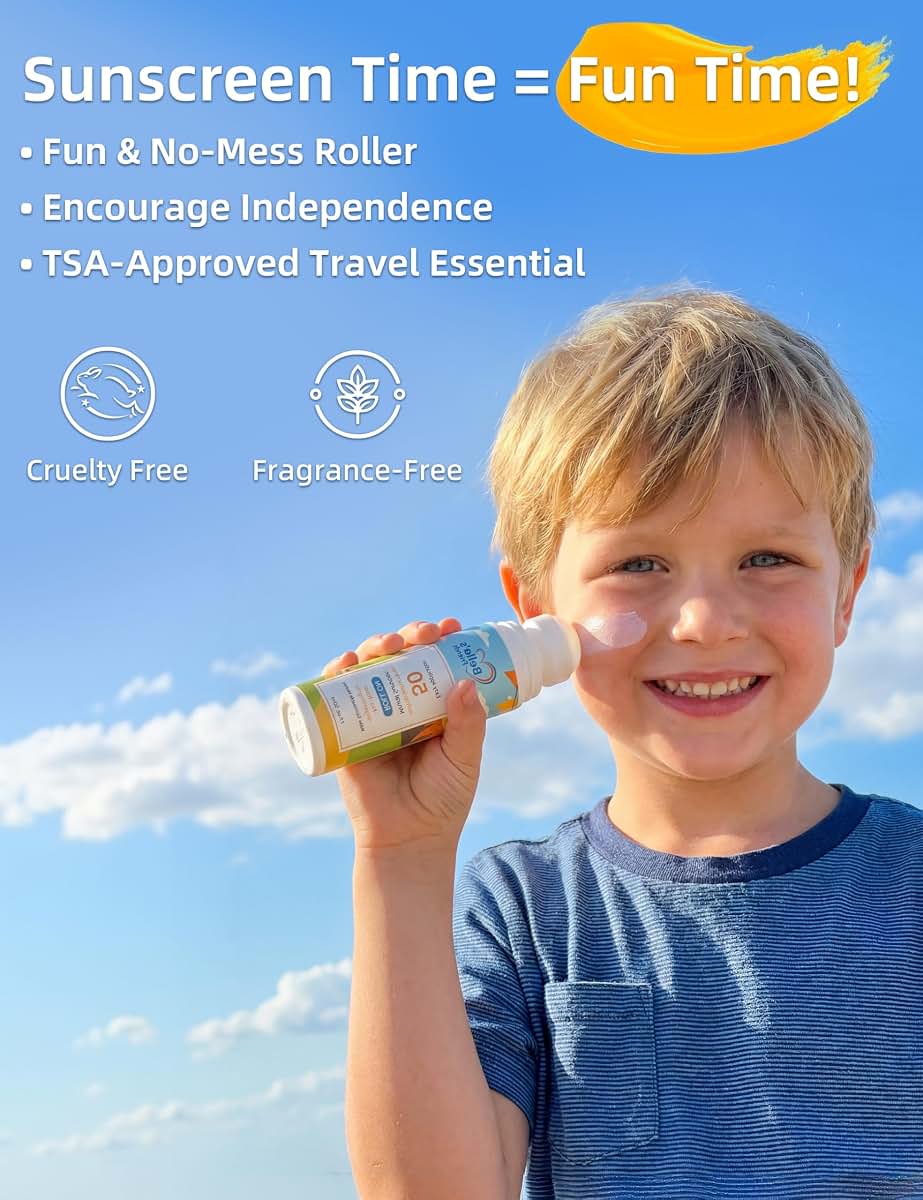 Bella's Friends Life Kids Roll-On Mineral Sunscreen SPF 50 for Face & Body, Natural Sunscreen Lotion Applicator, Travel (photo 3)