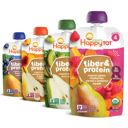 Happy Tot Organics Fiber & Protein Pouches