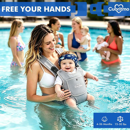 Cuoritmo Neoprene Baby Carrier for Newborn to Toddler, Waterproof Front Carry Holder with Adjustable Straps (photo 2)